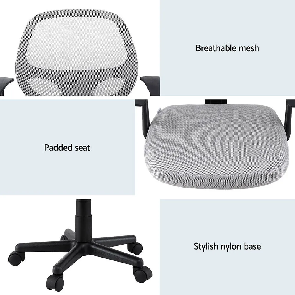 Artiss 2x Mesh Office Chair Computer Gaming Desk Chairs Work Study Mid Back Grey