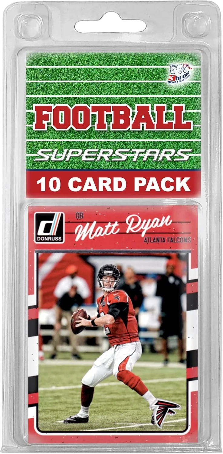 Atlanta Falcons- (10) Card Pack NFL Football Different Falcon Superstars Starter Kit! Comes in Souvenir Case! Great Mix of Modern & Vintage Players for the Super Falcons Fan! By 3bros