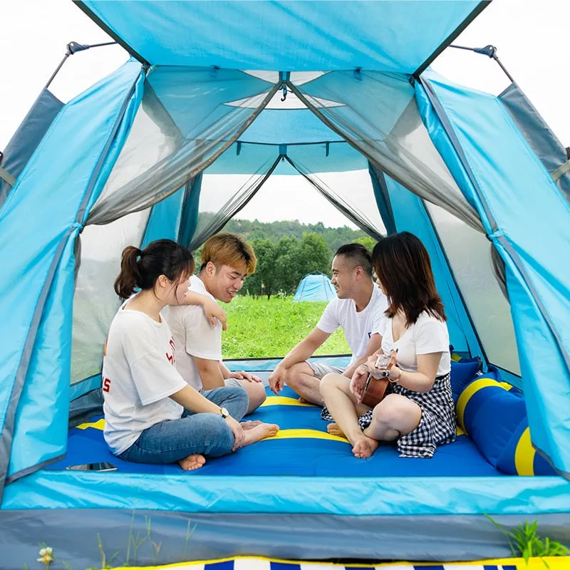 Automatic Family Camping Tent 4 Person Waterproof Tent Large Space Four Sides Breathable Tent