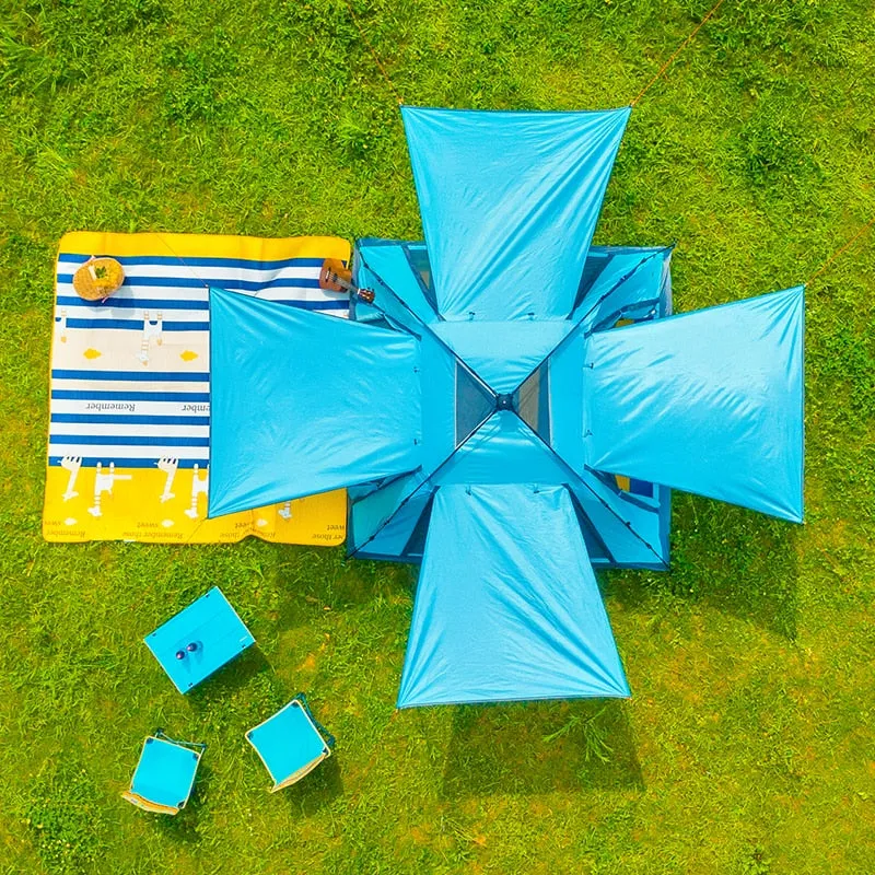 Automatic Family Camping Tent 4 Person Waterproof Tent Large Space Four Sides Breathable Tent