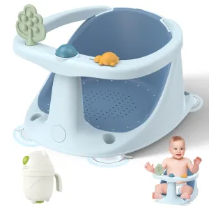 Baby Bath Seat: Infant Bath Seats for Babies Sitting Up - Toddler Bath Seat for Babies 6 Months & Up Baby Bathtub Seat with Non-Slip Suction Cups Baby Bath Tub Chair for Shower, Blue