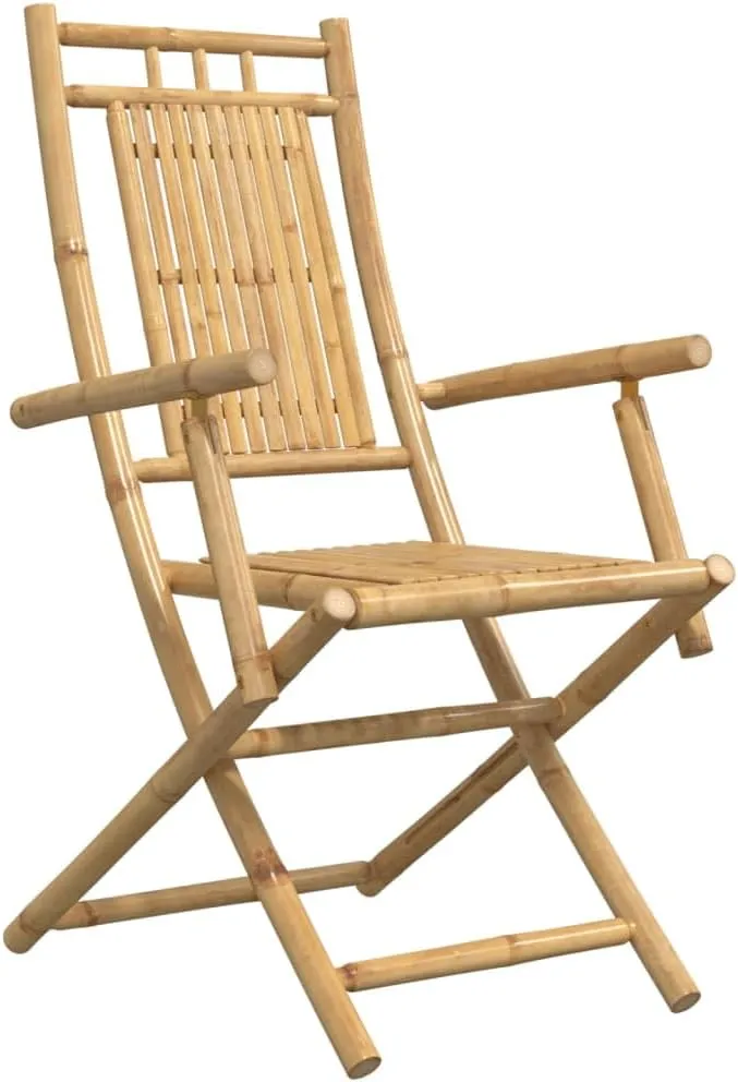 Bamboo Folding Patio Chairs Set of 4, 20.9"x26"x39" Outdoor Dining, Natural Finish Foldable Garden Chairs for Patio Beach Camping Poolside Lounge