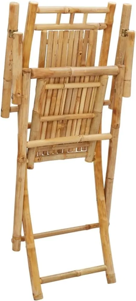 Bamboo Folding Patio Chairs Set of 4, 20.9"x26"x39" Outdoor Dining, Natural Finish Foldable Garden Chairs for Patio Beach Camping Poolside Lounge