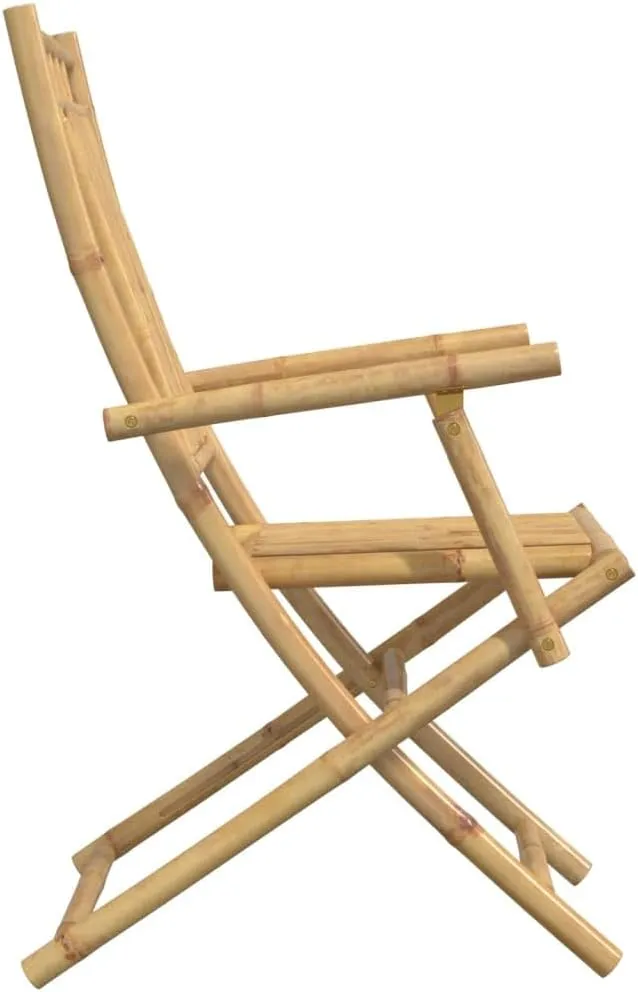 Bamboo Folding Patio Chairs Set of 4, 20.9"x26"x39" Outdoor Dining, Natural Finish Foldable Garden Chairs for Patio Beach Camping Poolside Lounge