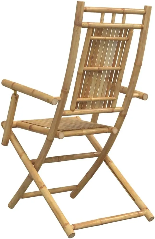 Bamboo Folding Patio Chairs Set of 4, 20.9"x26"x39" Outdoor Dining, Natural Finish Foldable Garden Chairs for Patio Beach Camping Poolside Lounge