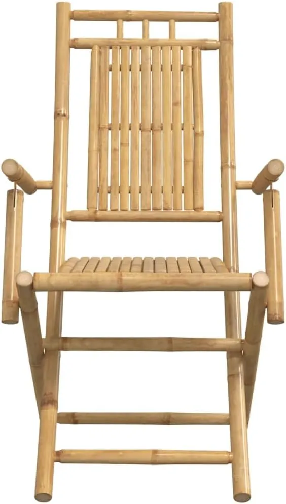 Bamboo Folding Patio Chairs Set of 4, 20.9"x26"x39" Outdoor Dining, Natural Finish Foldable Garden Chairs for Patio Beach Camping Poolside Lounge