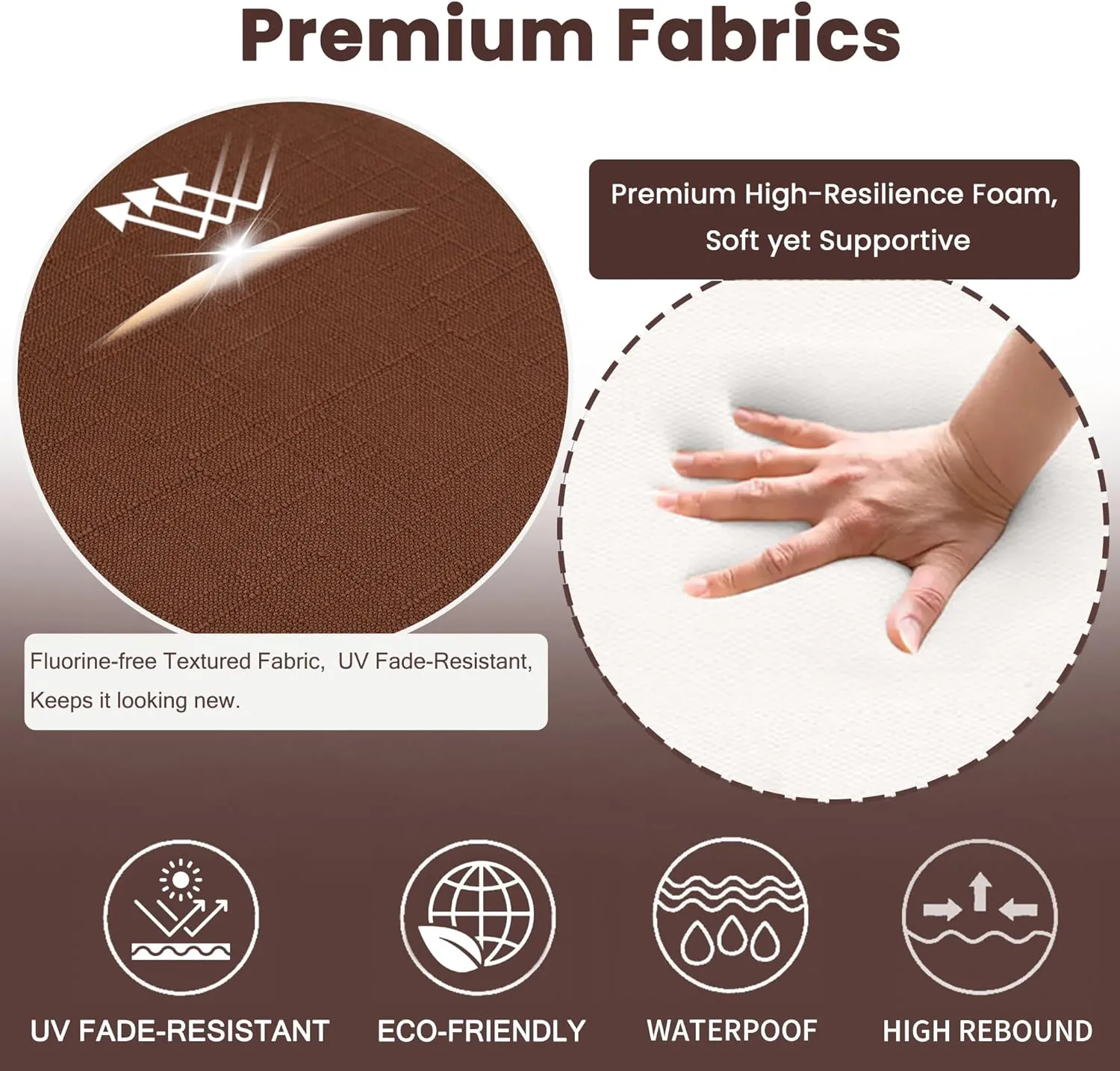 Battilo Chair Cushions for Dining Chairs with Ties, Kitchen Chair Pad with Non-Slip Backing and Removable Cover, Indoor/Outdoor Dining Seat Cushion, 16"x16"x2", Set of 4, Brown