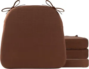 Battilo Chair Cushions for Dining Chairs with Ties, Kitchen Chair Pad with Non-Slip Backing and Removable Cover, Indoor/Outdoor Dining Seat Cushion, 16"x16"x2", Set of 4, Brown