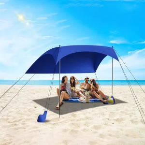 Beach Tent Sun Shelter UPF50  with Sandbags, Sand Shovel & Windproof Poles - Portable Pop Up Canopy for Beach, Camping, Picnics, Backyard & Fishing (Royal Blue,6.9x6.5FT)