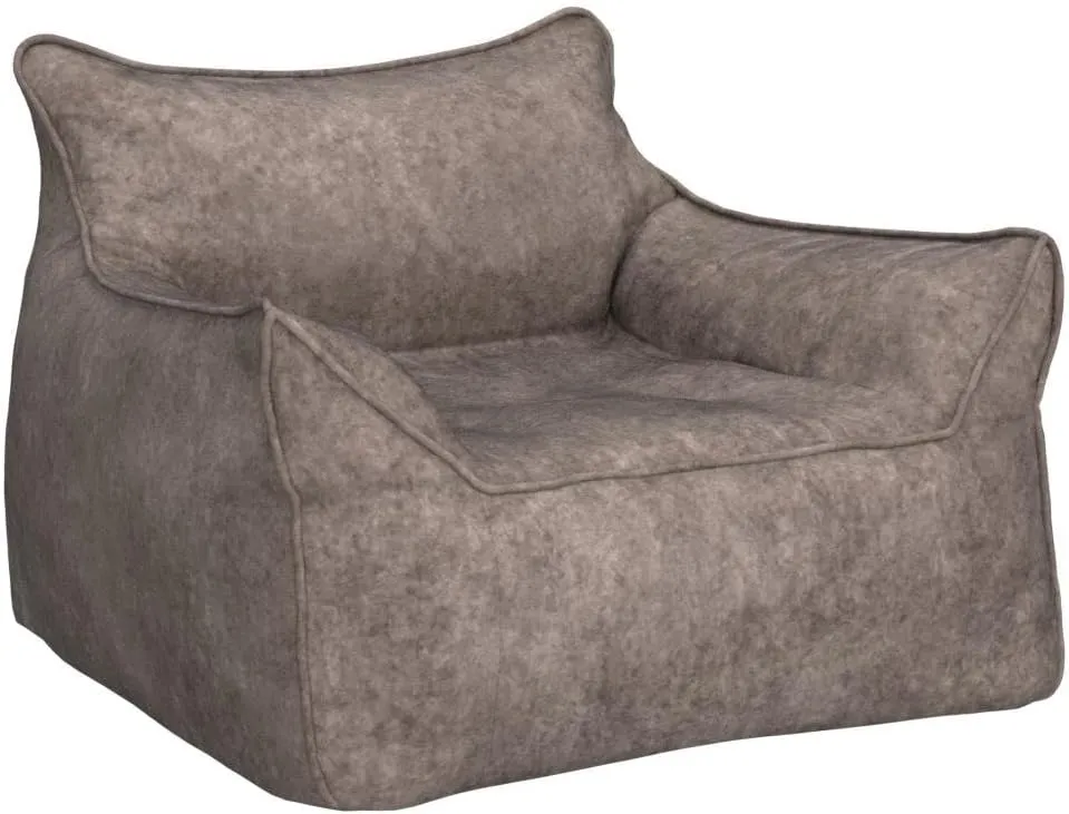 Bean Bag Chair Bean Bag Cover （No Filler） Luxury Single Lazy Sofa Cover PU Faux Suede Leather Bean Bag Pouf Chair for Bedroom Living Room Garden, Bean Bag Cover (Color : Retro Grey)