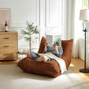 Bean Bag Chairs for Adults, Togo Sofa Togo Lazy Floor Sofa Couch Corner Lounge Chair for Living Room Apartment Bedroom Balcony, Corduroy Fabric Fireside Chair, Caramel