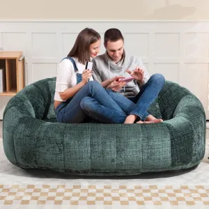 Bean Bag Sofa, Giant Bean Bag Loveseat with Pillows, Floor Lounger for Adults, Lazy Sofa with Foam Padding for Indoor (Emerald Green)