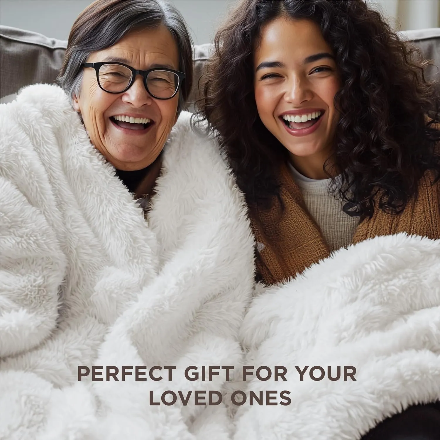 Bedsure Fluffy White Throw Blanket Gifts for Women, Men, Soft Fleece Cozy Fuzzy Sherpa Plush Warm Minky Thick Faux Fur Throws for Couch, Bed, White Decor Spring Blanket Gifts for Mom Dad, 50x60