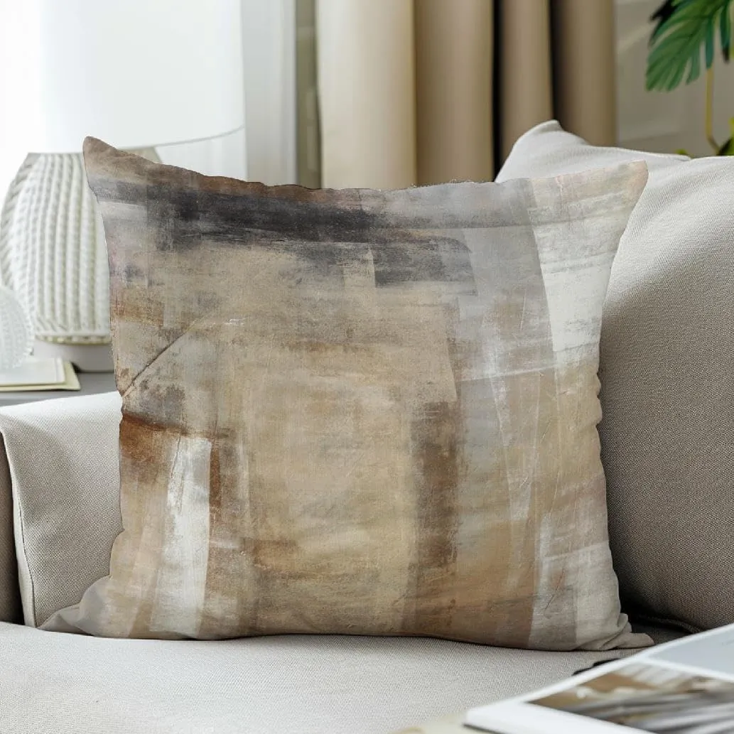 Beige and Grey Pillow Covers 22X22, Brown Abstract Art Painting Aesthetic Square Accent Decorative Throw Pillow Covers, Soft Throw Pillows for Couch Sofa Bedroom Set of 2