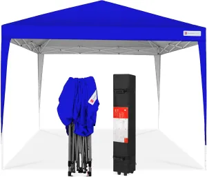 Best Choice Products 10x10ft Pop Up Canopy Outdoor Portable Folding Instant Lightweight Gazebo Shade Tent w/Adjustable Height, Wind Vent, Carrying Bag - Resort Blue