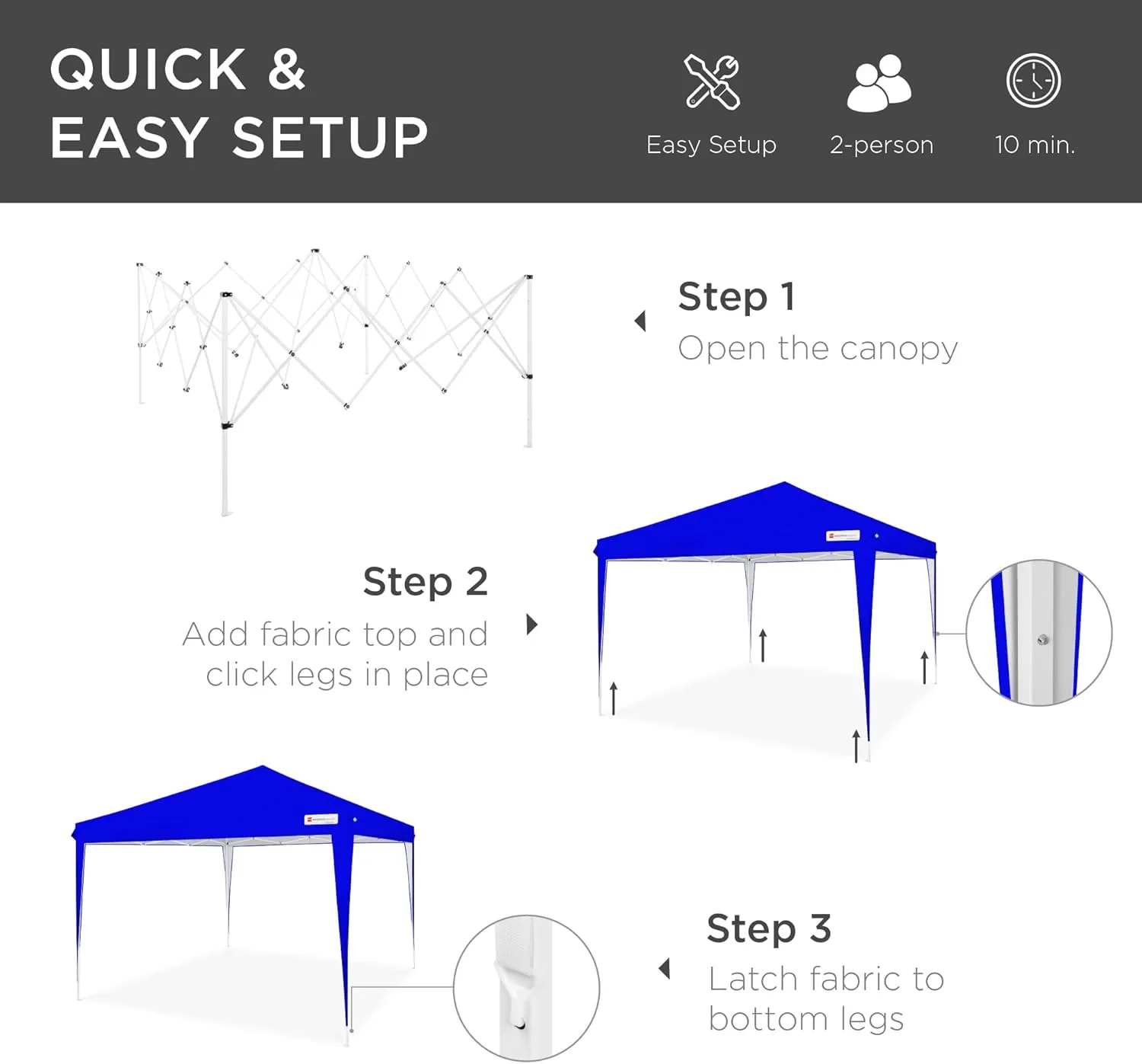 Best Choice Products 10x10ft Pop Up Canopy Outdoor Portable Folding Instant Lightweight Gazebo Shade Tent w/Adjustable Height, Wind Vent, Carrying Bag - Resort Blue