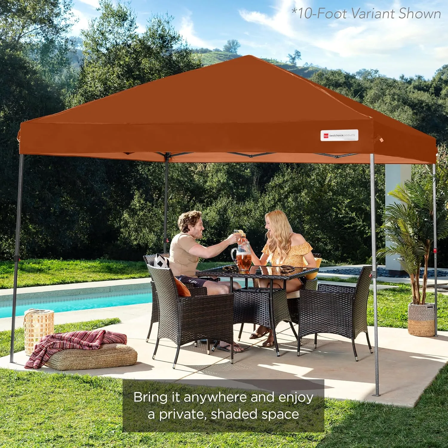 Best Choice Products 12x12ft 1-Person Setup Pop Up Canopy Tent Instant Portable Shelter w/ 1-Button Push, Case, 4 Weight Bags - Rust