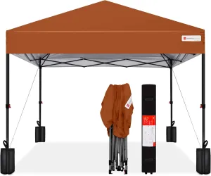 Best Choice Products 12x12ft 1-Person Setup Pop Up Canopy Tent Instant Portable Shelter w/ 1-Button Push, Case, 4 Weight Bags - Rust