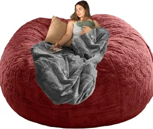 Big Huge Giant Bean Bag Chair Cover for Adults, (No Filler) Machine Washable Covers Bean Bag Chairs in Multiple Sizes and Colors Giant Foam-Filled Furniture Filled Furniture (Wine Red, 6FT)