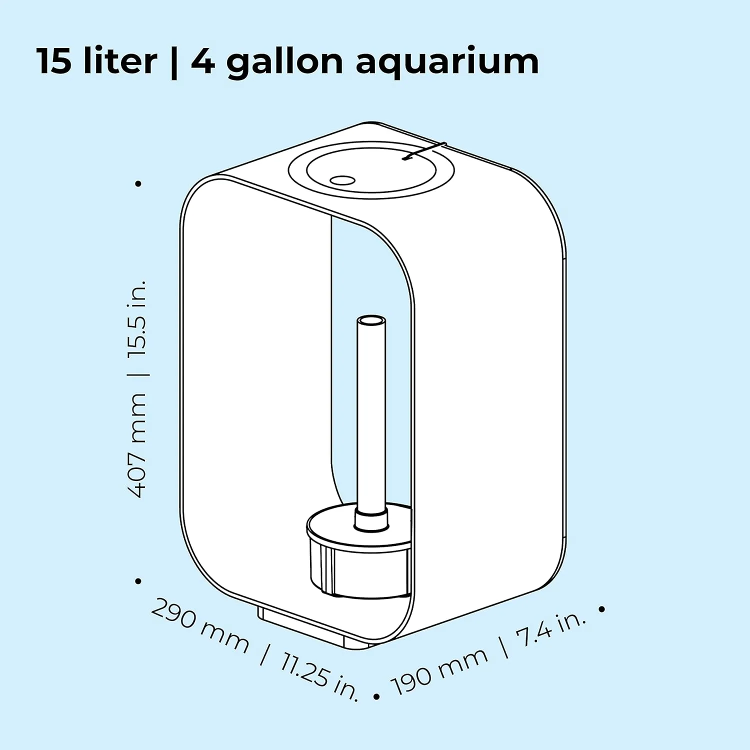 biOrb Life 15 Acrylic 4-Gallon Aquarium with Multi-Color Remote-Controlled LED Lights Modern Compact Tank for Tabletop or Desktop Display, Transparent