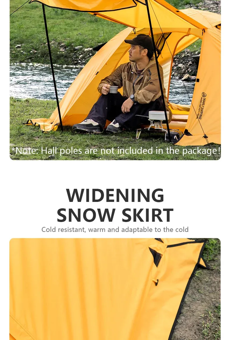 BISINNA 4 Season Camping Tent With Snow Skirt 2 Person Double Layer Aluminum Pole Tent for Outdoor Backpack Picnic Hiking