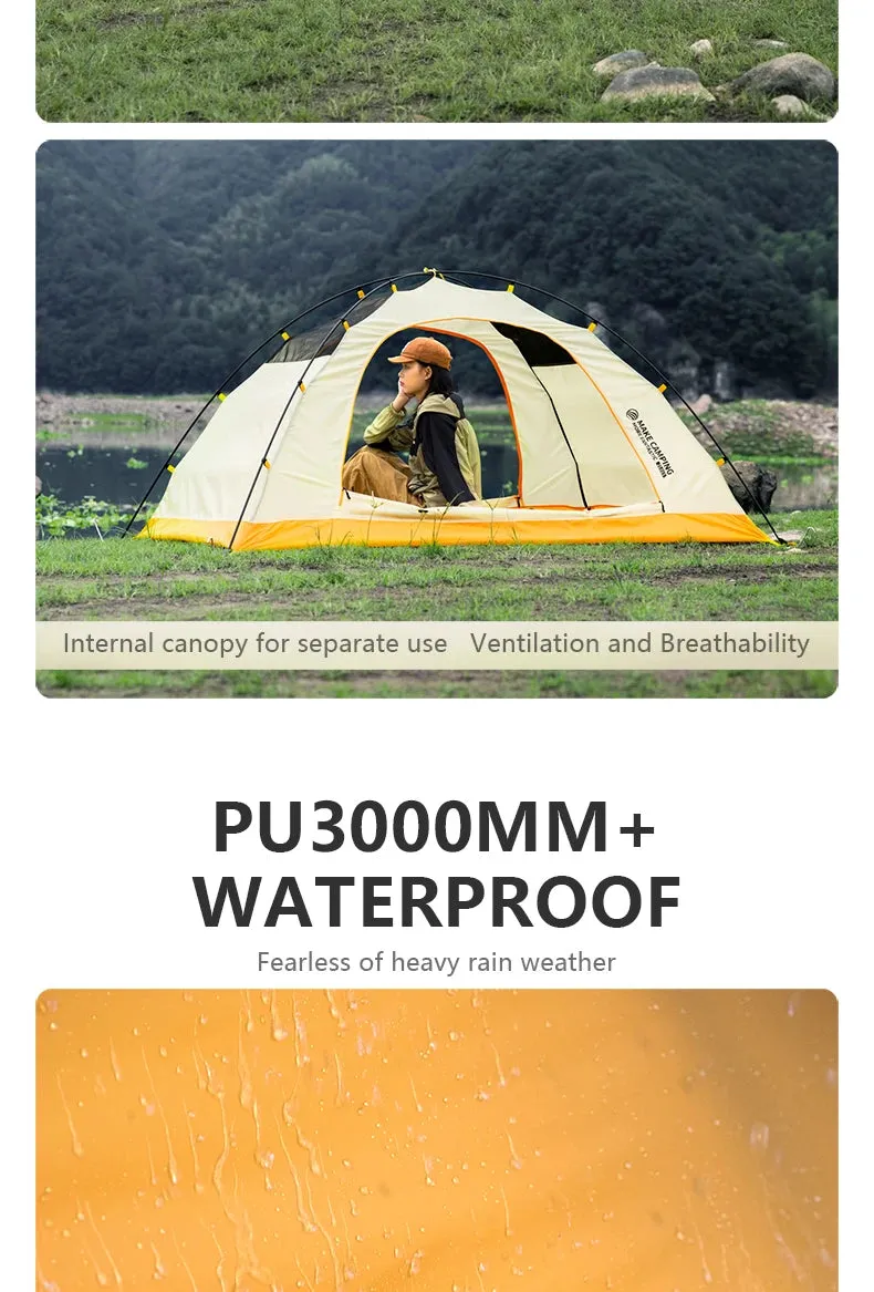 BISINNA 4 Season Camping Tent With Snow Skirt 2 Person Double Layer Aluminum Pole Tent for Outdoor Backpack Picnic Hiking