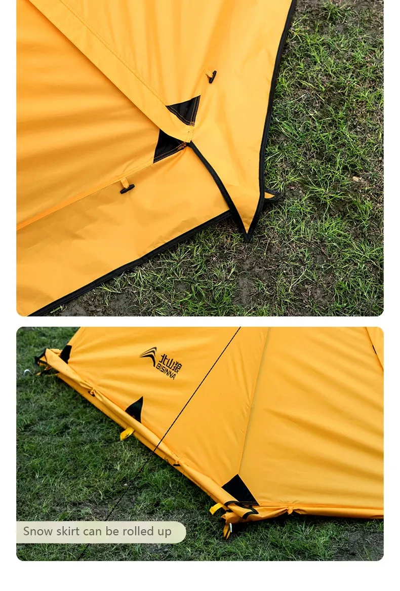 BISINNA 4 Season Camping Tent With Snow Skirt 2 Person Double Layer Aluminum Pole Tent for Outdoor Backpack Picnic Hiking