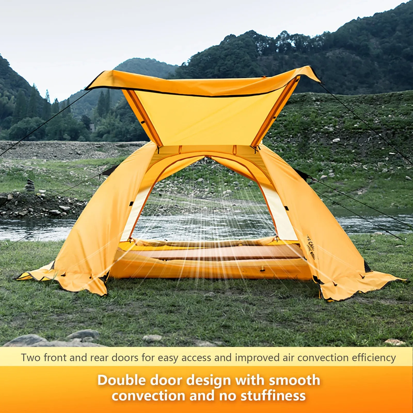 BISINNA 4 Season Camping Tent With Snow Skirt 2 Person Double Layer Aluminum Pole Tent for Outdoor Backpack Picnic Hiking