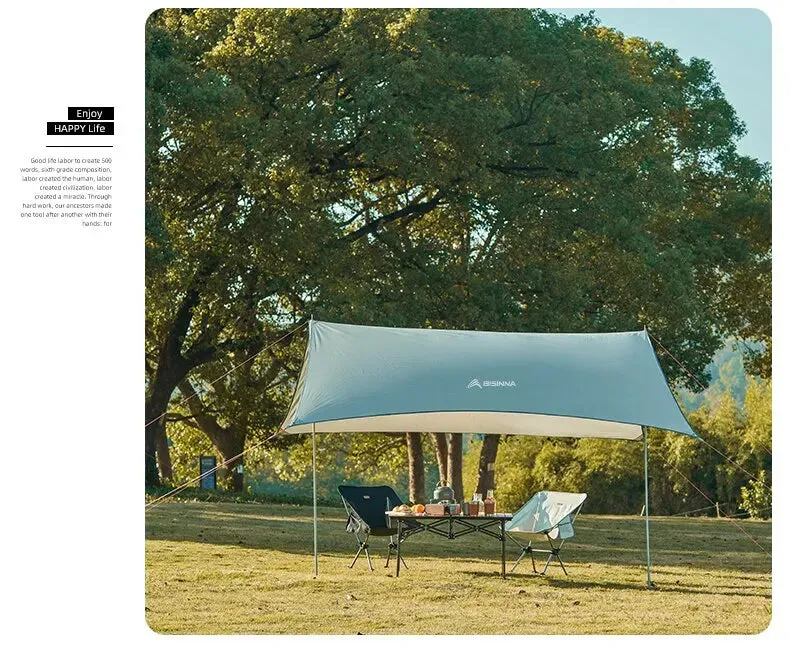 BISINNA Waterproof Camping Awning Tent Sun Shade Oxford Canopy Tarp Ultralight UV Garden Beach for Tourism Hiking Sun Shelter