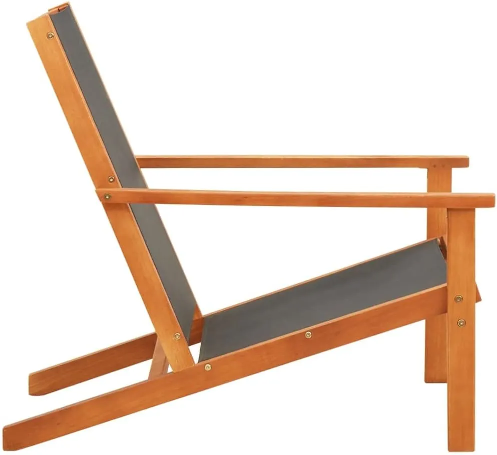 Black Patio Lounge Chair with Solid Eucalyptus Wood Frame and Textilene Fabric for Garden, Poolside, and Outdoor Spaces