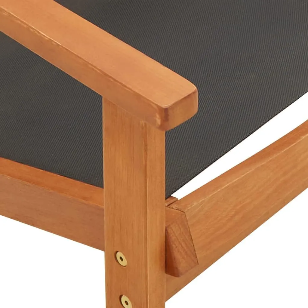 Black Patio Lounge Chair with Solid Eucalyptus Wood Frame and Textilene Fabric for Garden, Poolside, and Outdoor Spaces