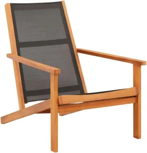 Black Patio Lounge Chair with Solid Eucalyptus Wood Frame and Textilene Fabric for Garden, Poolside, and Outdoor Spaces