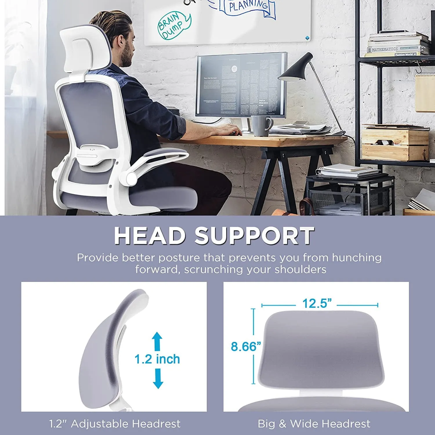 Blarity Office Chair, High Back Ergonomic Desk Chair with Adjustable Lumbar Support and Headrest