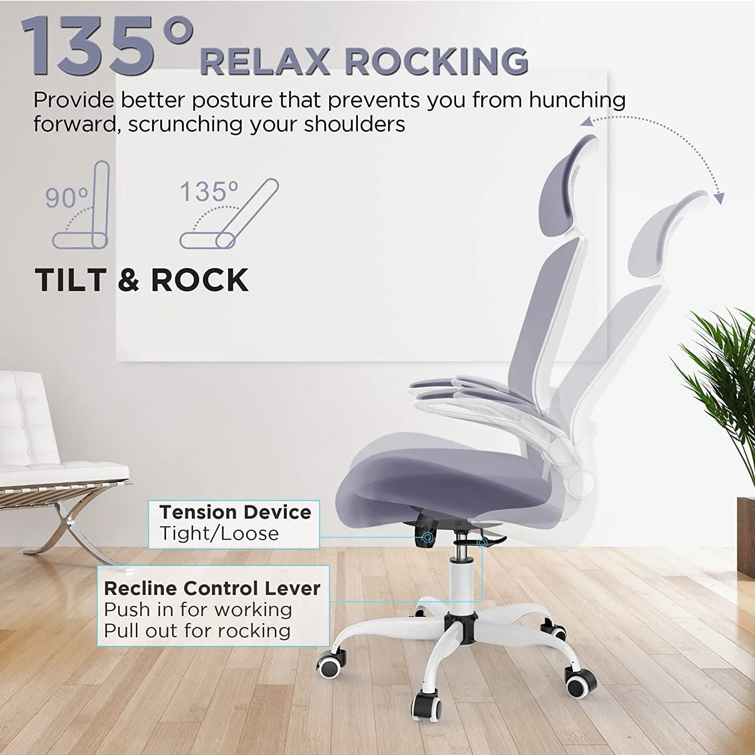 Blarity Office Chair, High Back Ergonomic Desk Chair with Adjustable Lumbar Support and Headrest