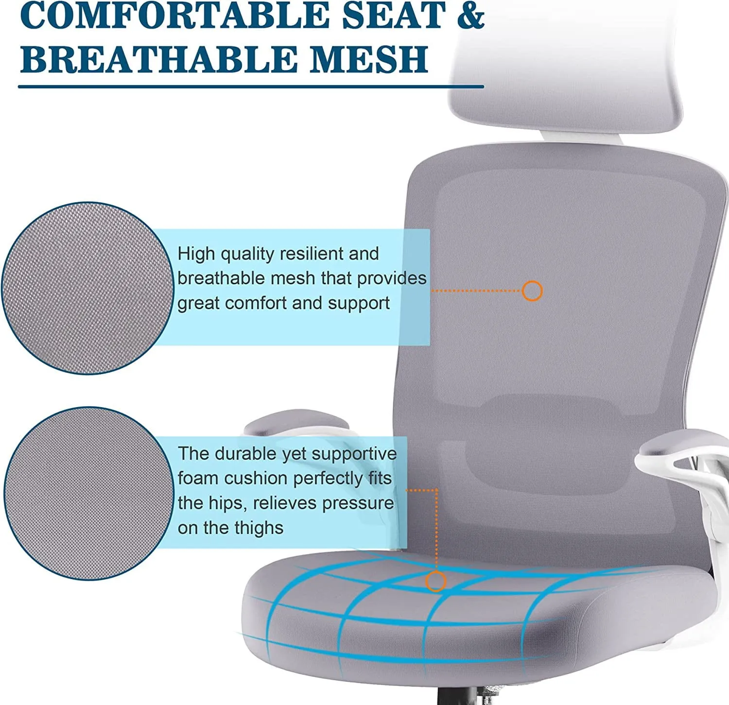 Blarity Office Chair, High Back Ergonomic Desk Chair with Adjustable Lumbar Support and Headrest