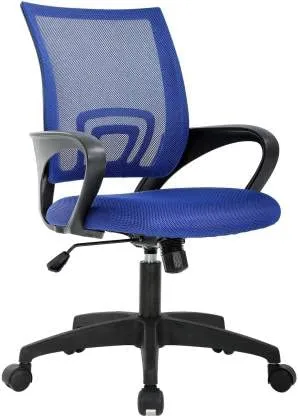 Blue Medium Back Office Executive Chair in Mesh with Nylon Wheels Base