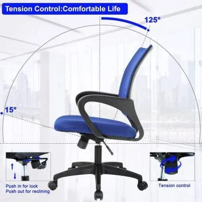 Blue Medium Back Office Executive Chair in Mesh with Nylon Wheels Base