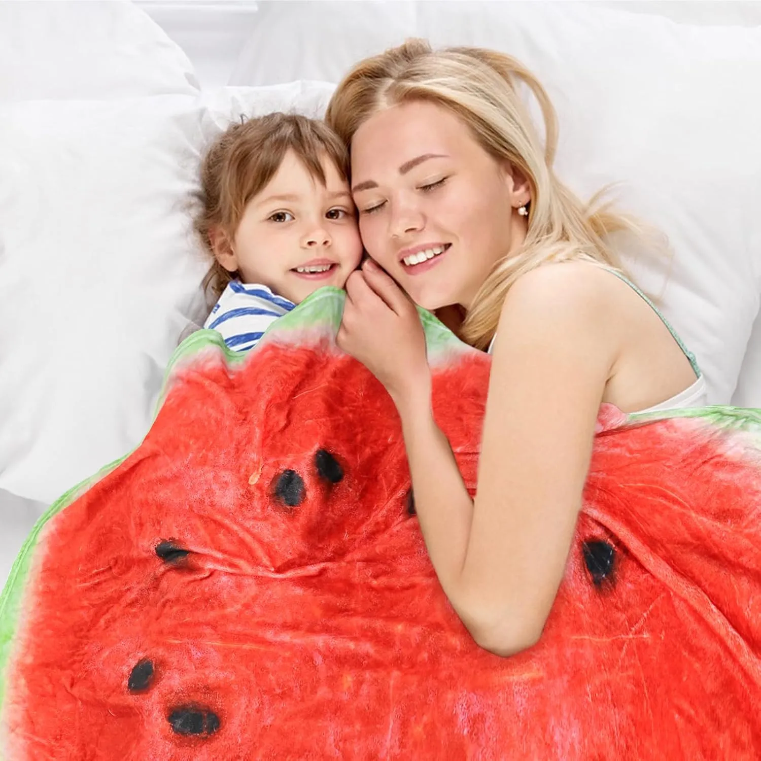 Bnuitland 71 Inches Watermelon Funny Throw Blanket, 300 GSM Giant Realistic Novelty Fruit Print Blanket Gift for Adults and Kids, Super Soft Flannel Throw for Sofa,Bed,Travel