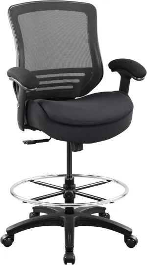 BOLISS 400lbs Mid Back Mesh Ergonomic Drafting Chair Big Adjustable Foot Ring Height Adjustable Armrest (Black) ﻿