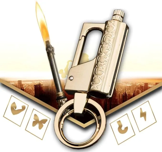 BOLLAER Outdoor Survival Fire Starter, Metal Matchstick Keychain Lighter, Emergency Hiking Survival Camping Fire Starter Flint Metal Match, Outdoor Survival Enthusiast Best Gift