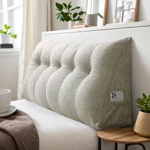 Bolster Headboard Pillow, Triangular Wedge Pillow Headboard Positioning Support While Reading And Resting, Reading Pillow for Sitting with Removable Cover,D-Twin