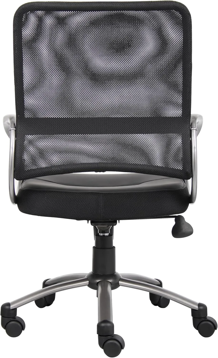 Boss Office Products Mesh Back Task Chair with Pewter Finish in Black