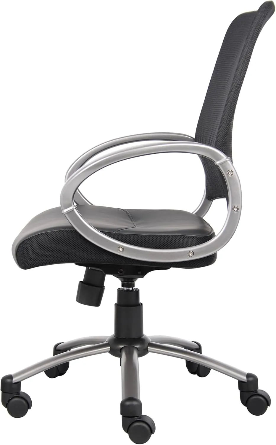 Boss Office Products Mesh Back Task Chair with Pewter Finish in Black