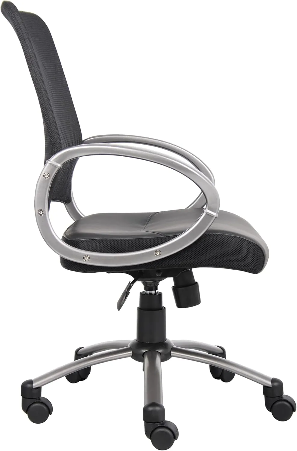 Boss Office Products Mesh Back Task Chair with Pewter Finish in Black