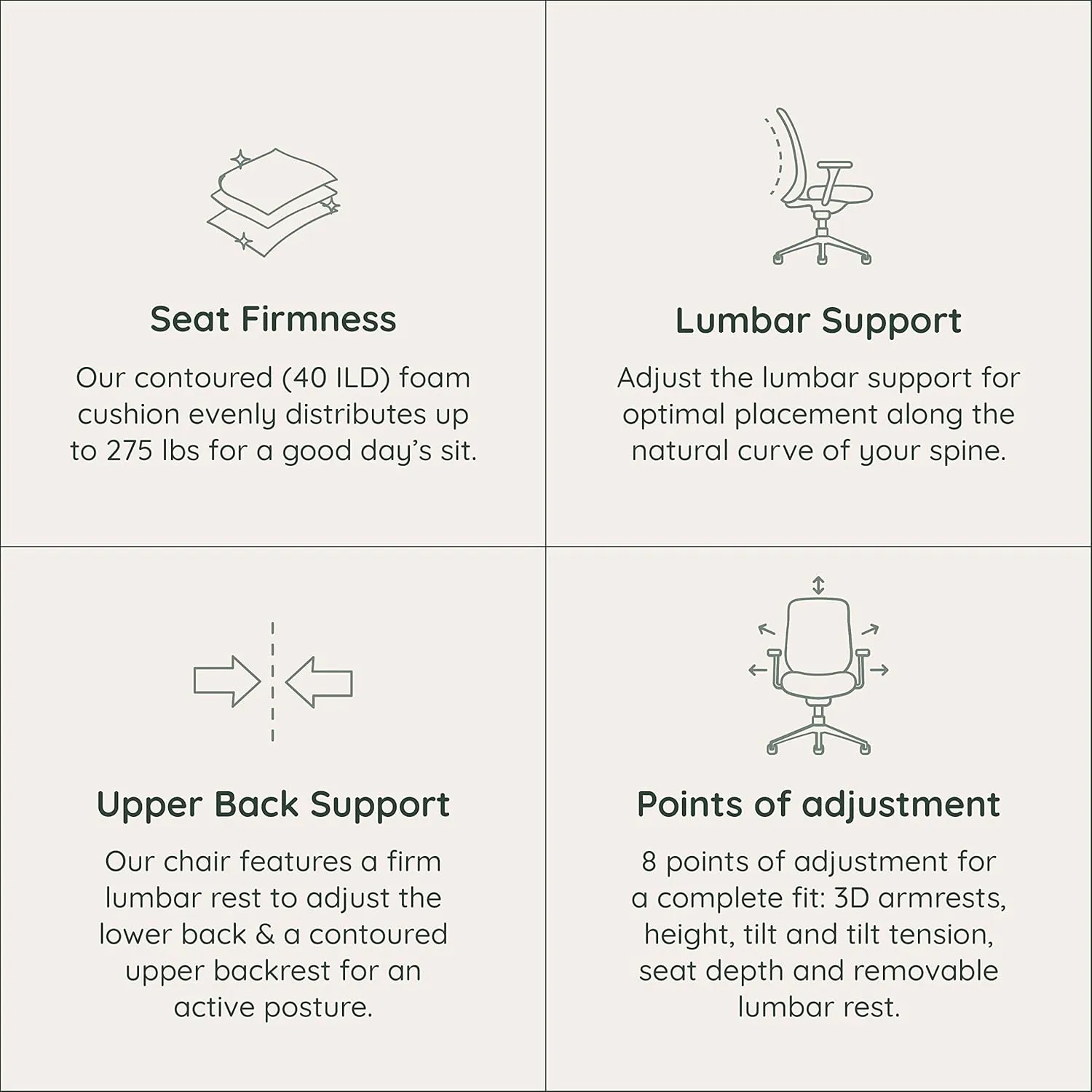 Branch Ergonomic Chair - A Versatile Desk Chair with Adjustable Lumbar Support, Breathable Mesh Backrest, and Smooth Wheels - Experience Optimal Comfort and Support - Pebble - White