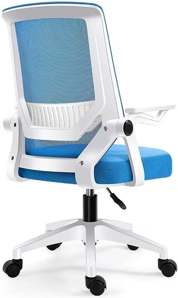 Breathable Office Chair with Pulley Bracket,Ergonomic mesh Adjustable Desk Chair with armrests, for Office, Dormitory, Home Gift (Color : Black) (Light Gray)(Blue)