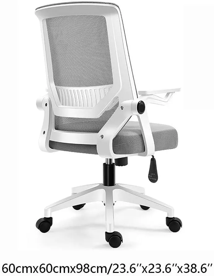 Breathable Office Chair with Pulley Bracket,Ergonomic mesh Adjustable Desk Chair with armrests, for Office, Dormitory, Home Gift (Color : Black) (Light Gray)(Light Gray)
