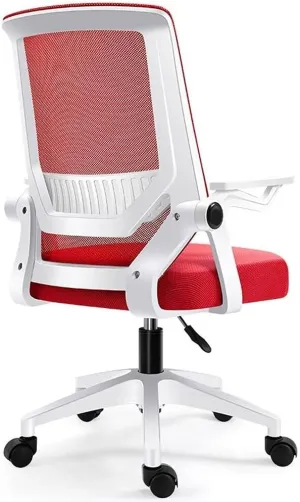 Breathable Office Chair with Pulley Bracket,Ergonomic mesh Adjustable Desk Chair with armrests, for Office, Dormitory, Home Gift (Color : Black) (Light Gray)(Red)