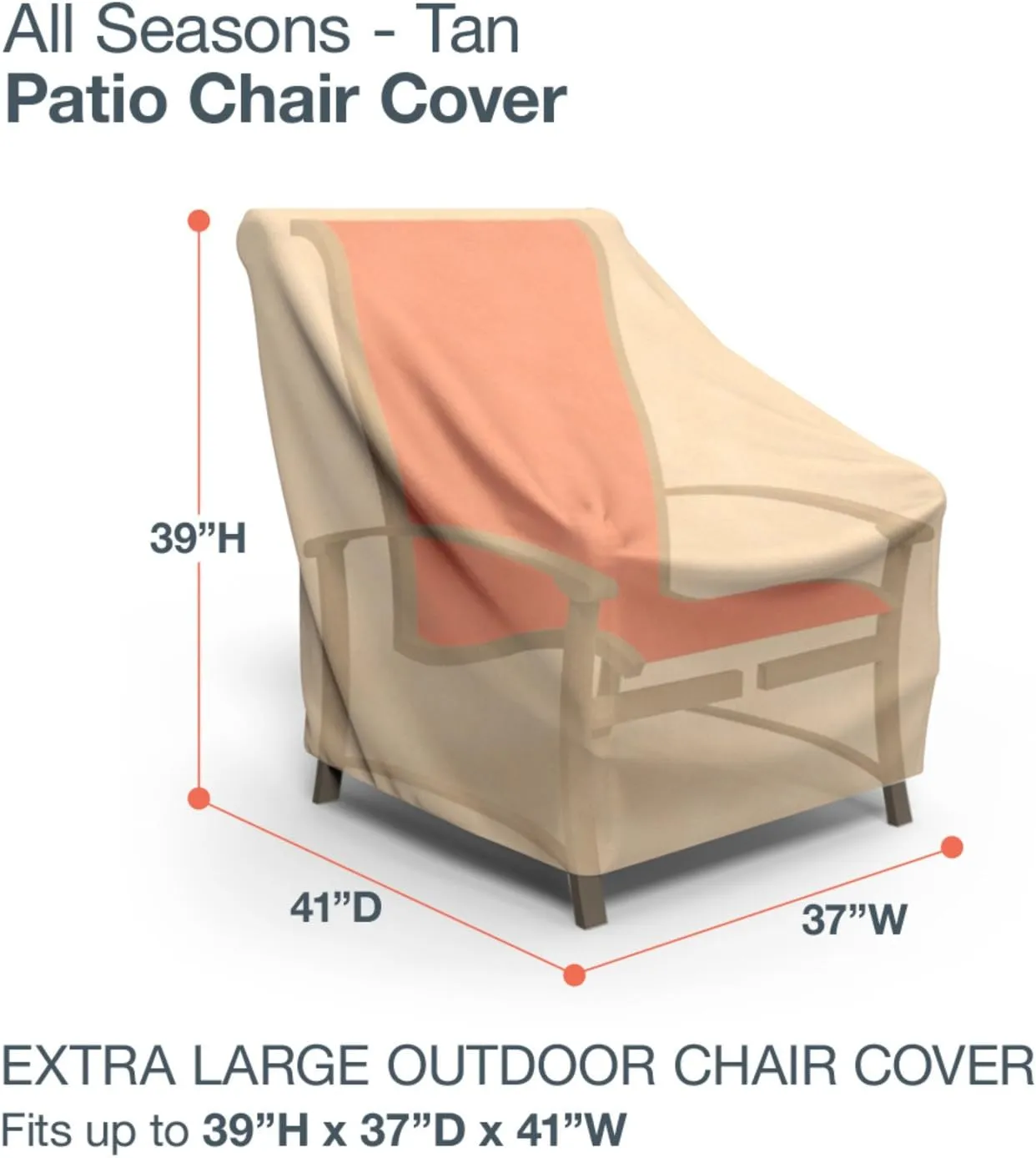 Budge All-Seasons Extra Large Outdoor Chair Cover P1W04SF1, Tan (39 H x 37 W x 41 D)
