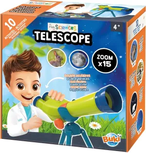 Buki Mini Sciences Children’s First Basic Toy Binocular Telescope Kit 15 X Zoom for Kids Age 4 to 8